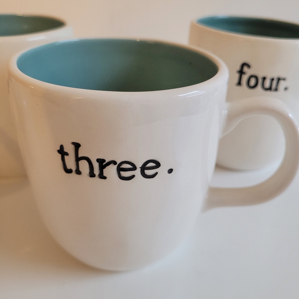 Magenta Exclusive by Rae Dunn White and Blue Modern  Mugs Set of 4 Numbered - Picture 4 of 11